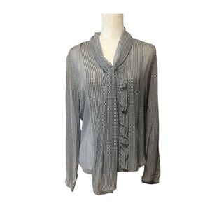 Liz Claiborne Silk Sheer Neck Tie Ruffle Blouse NWT
